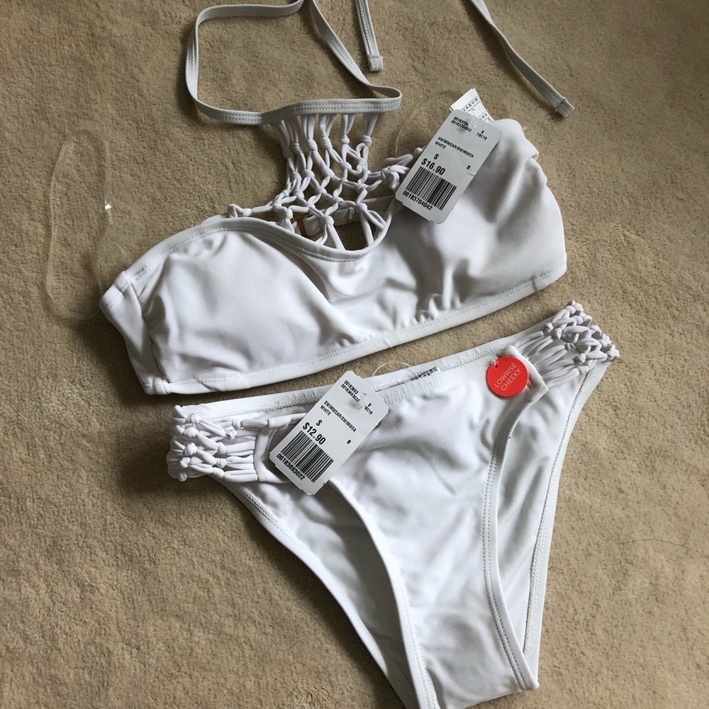 NWT forever 21 Bathing suit set white crocheted